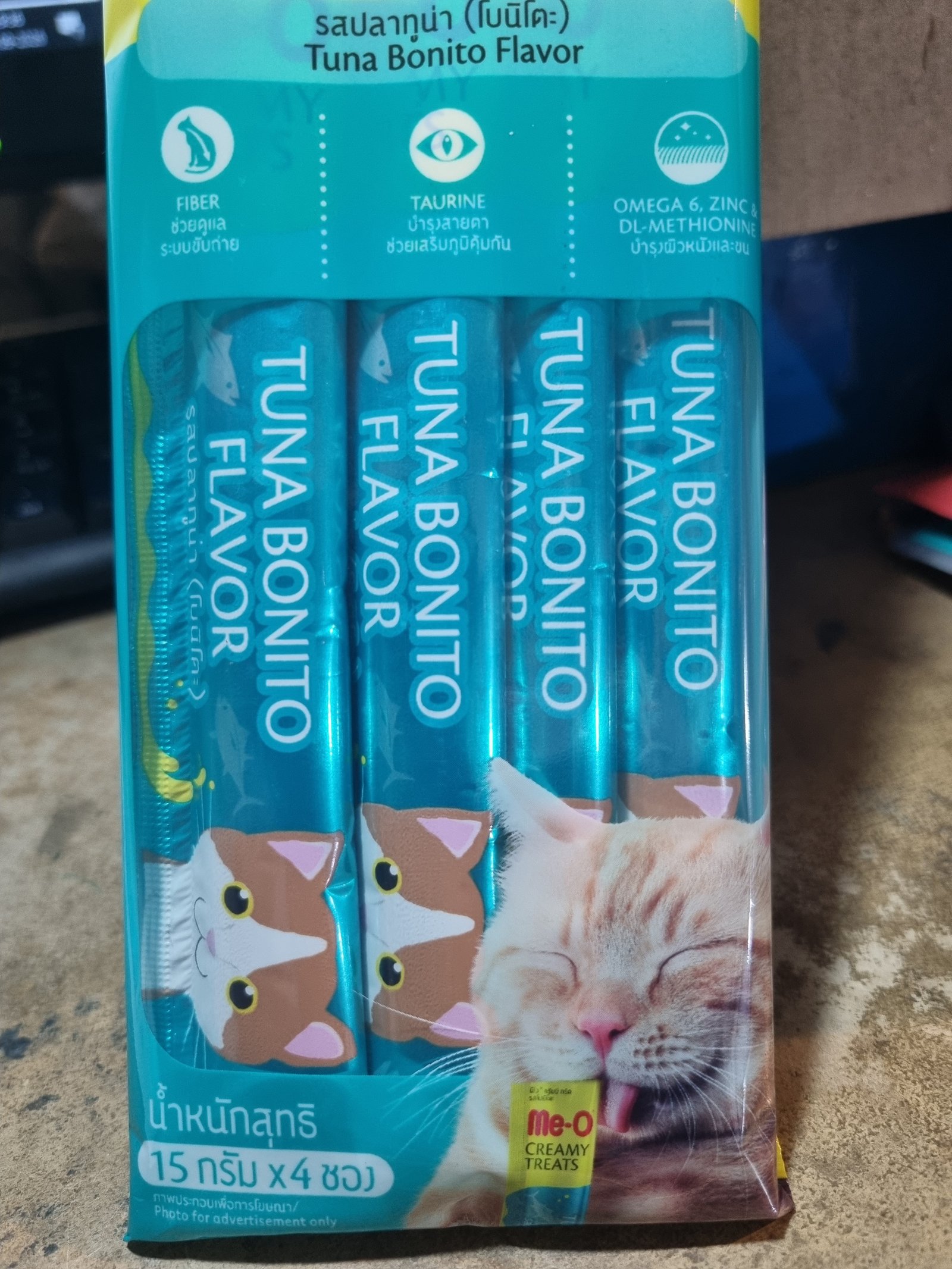 Meo Creamy Treats Tuna and Bonito Flavour For Cats And Kittens 4x15 gm Sachettes - Image 3