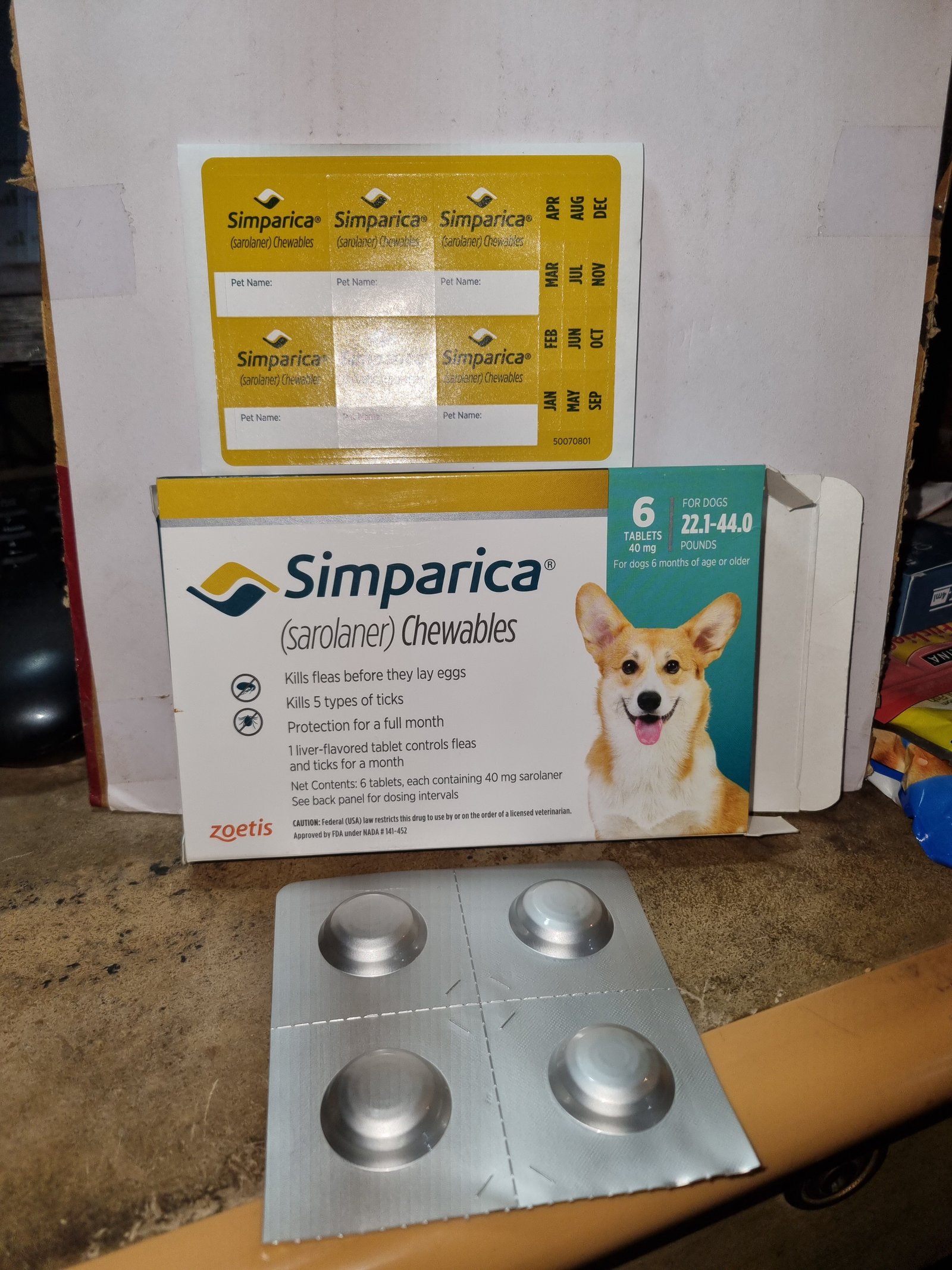 Simparica 40 Strength Single Tablet for Tick and Flea Protection of 10 to 20 kg Dog - Image 2