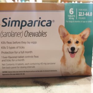 Simparica 40 mg Single Tablet for Tick and Flea Protection of 10 to 20 kg Dog