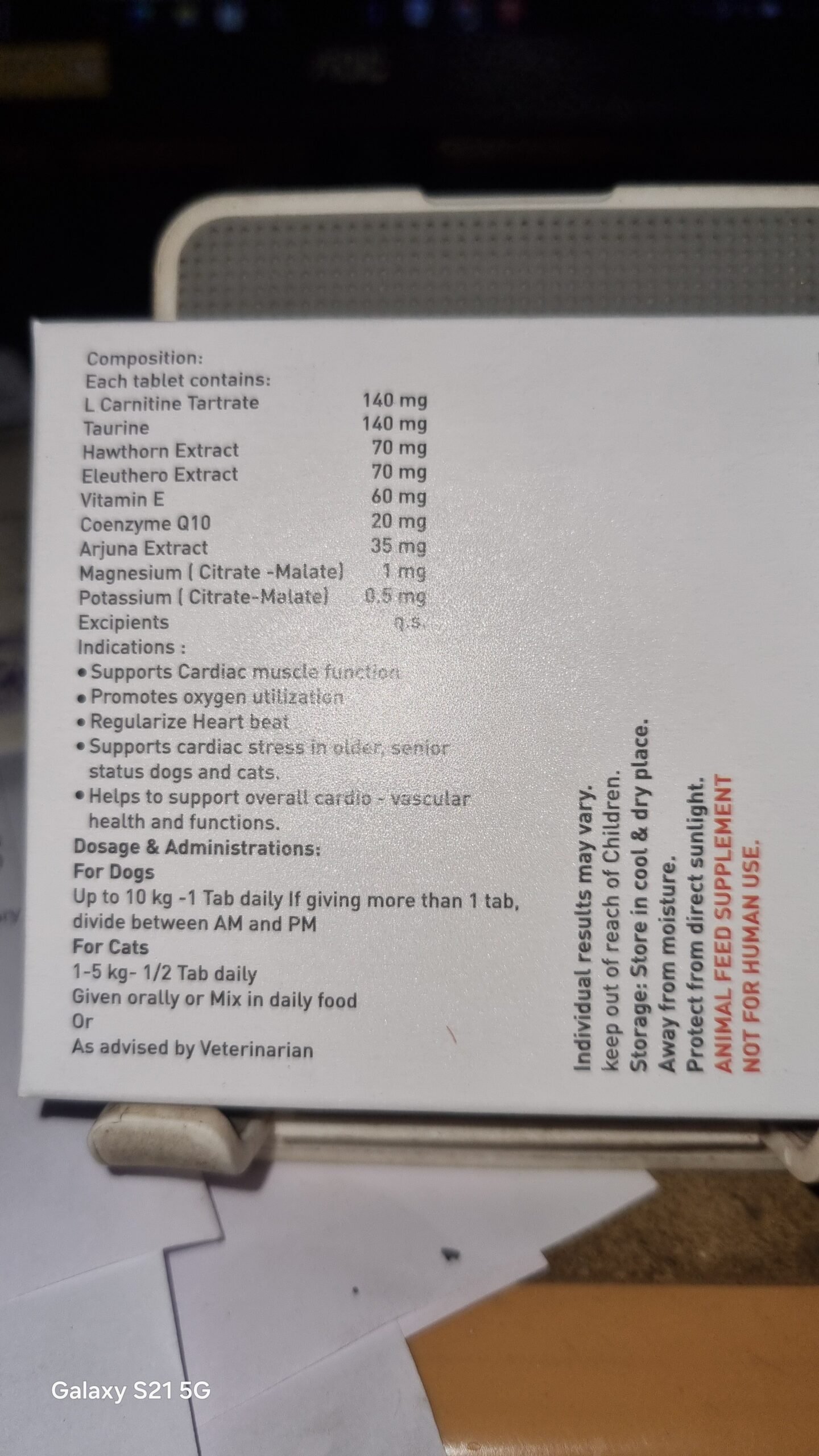 Vetina Cardio Support Tablets for Dogs & Cats – Heart Care Supplement (Strip of 10)