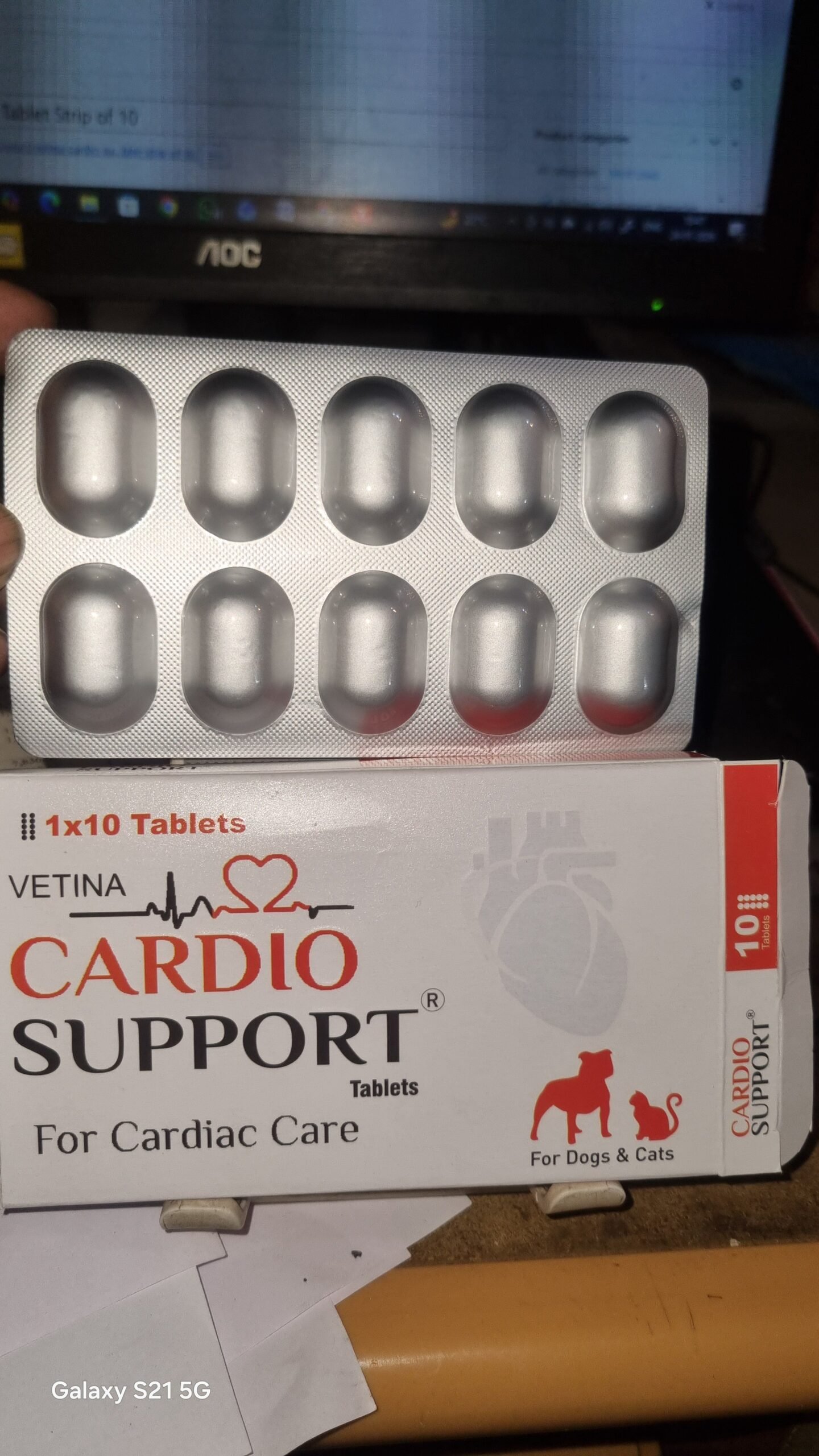 Vetina Cardio Support Tablets for Dogs & Cats – Heart Care Supplement (Strip of 10)