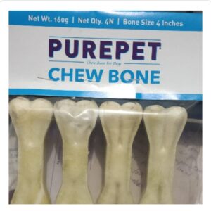 Purepet Brand Raw Hide Chew Bone 4 inch size 160 gm Pack of 4 for Small Dogs