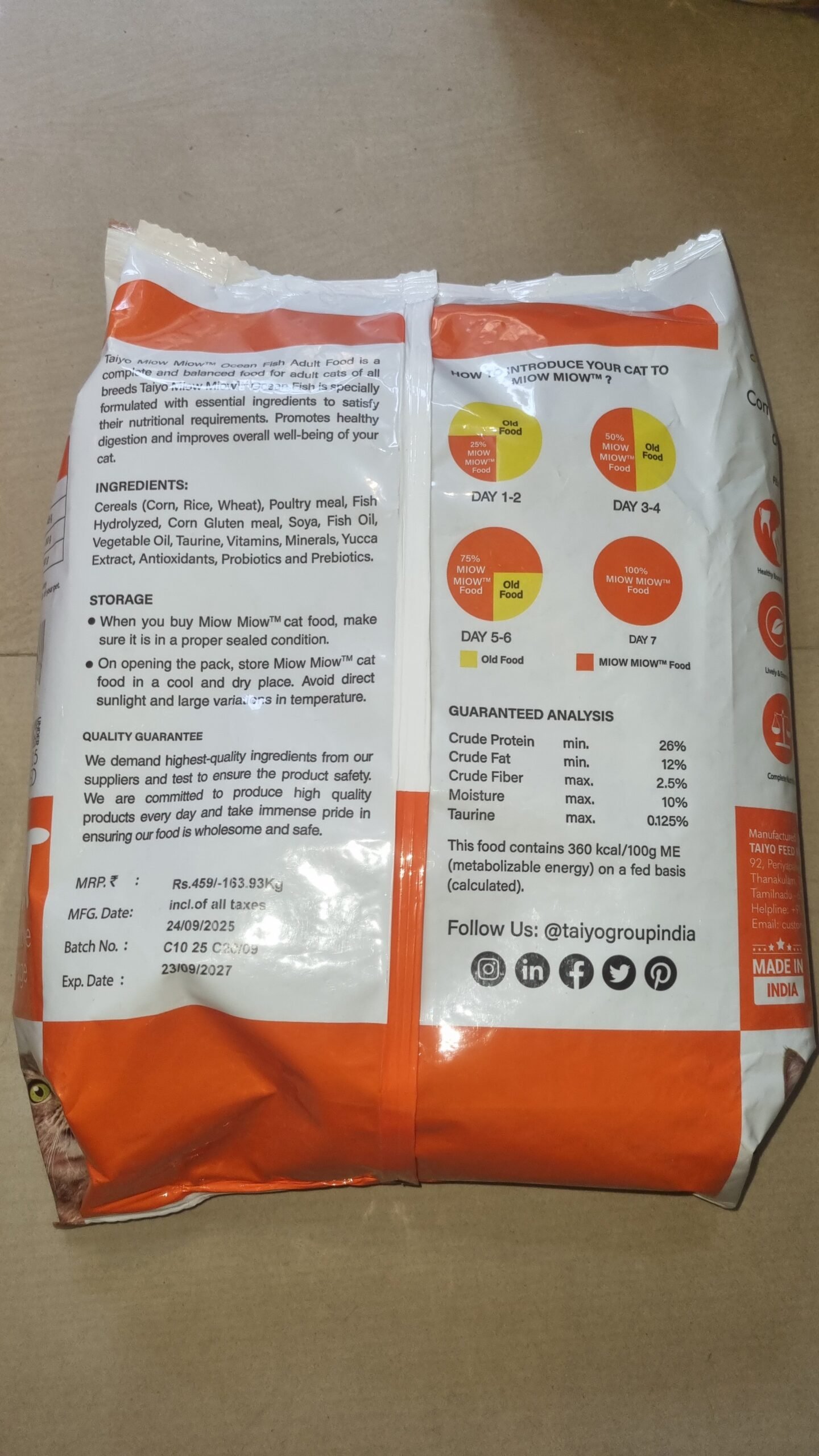 TAIYO Miow Miow Adult Cat Food 2.8 kg | Premium Ocean Fish - Image 2