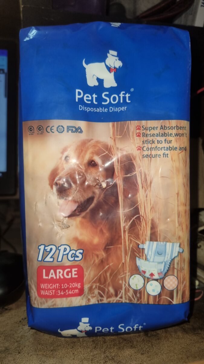 Pet Soft Female Dog Diapers L Size (12 Pcs) | Leakproof Comfort