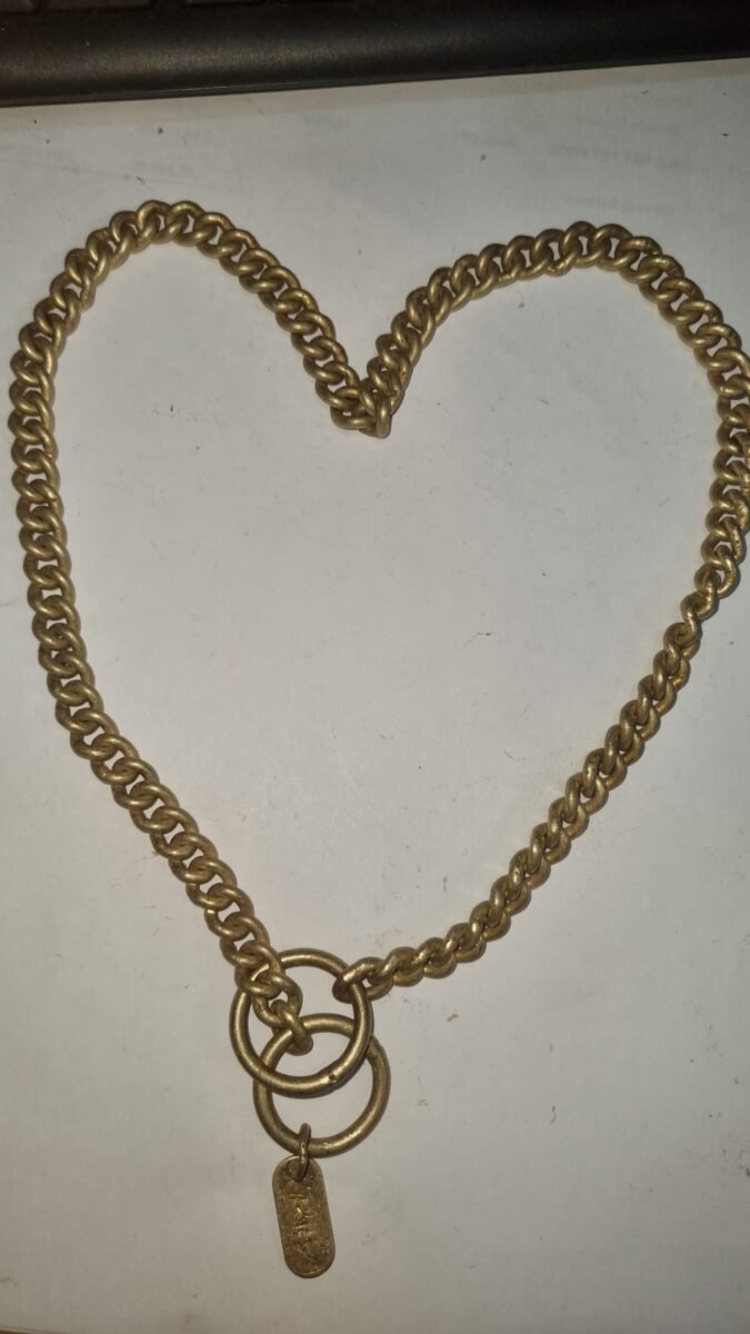 24-Inch Glossy Brass Choke Chain No. 12 for Small & Medium Breed Dog | Heavy-Duty 12G Wire Thickness - Image 2