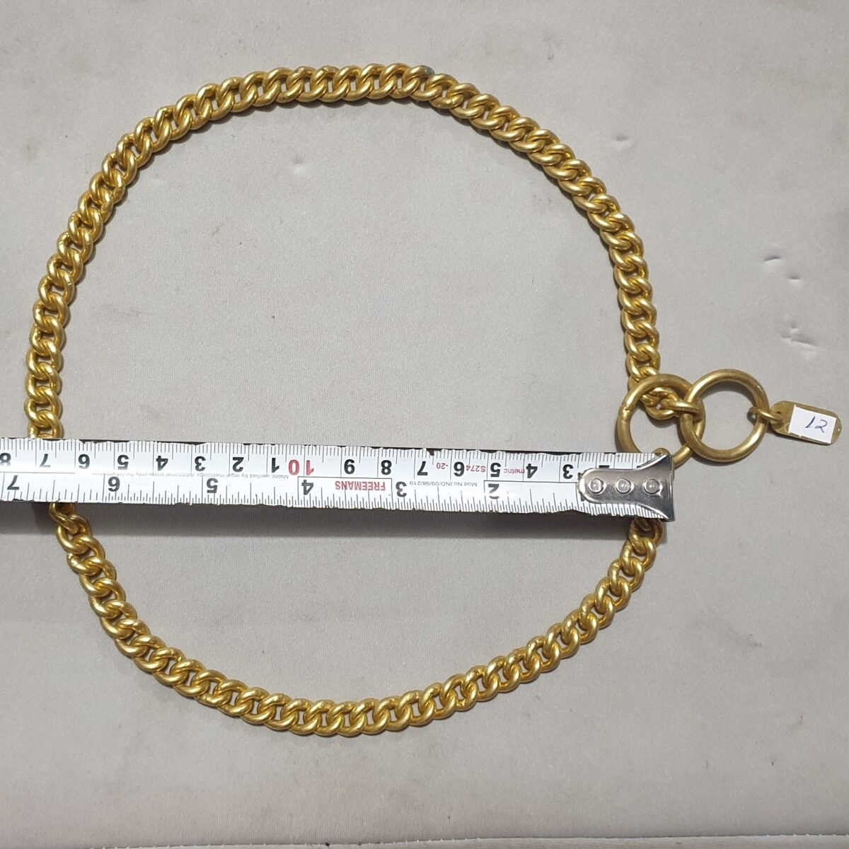 24-Inch Glossy Brass Choke Chain No. 12 for Small & Medium Breed Dog | Heavy-Duty 12G Wire Thickness
