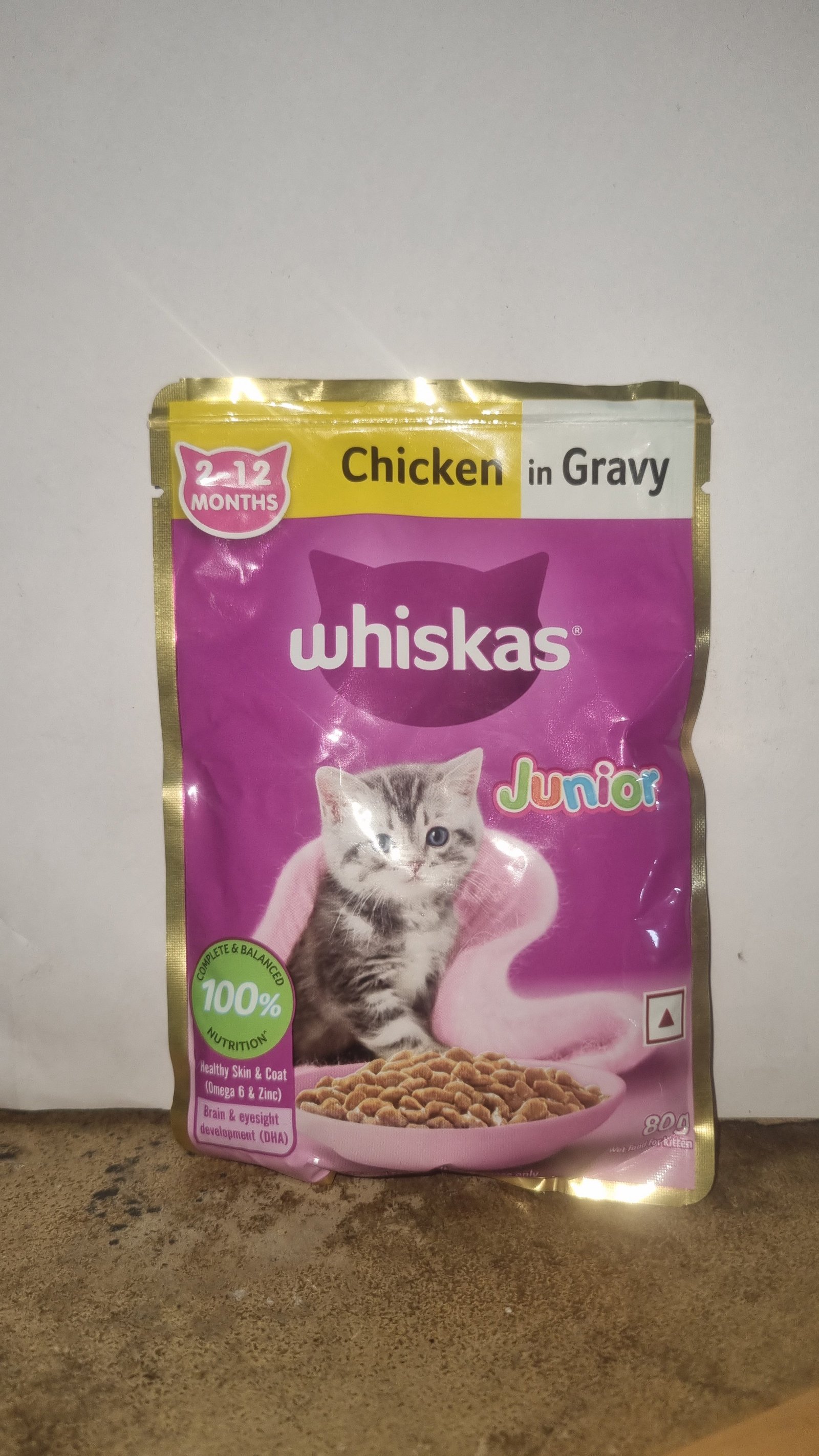 Whiskas Kitten (2-12 Months) Wet Food Chicken Gravy 80g | Nourishing Growth Formula