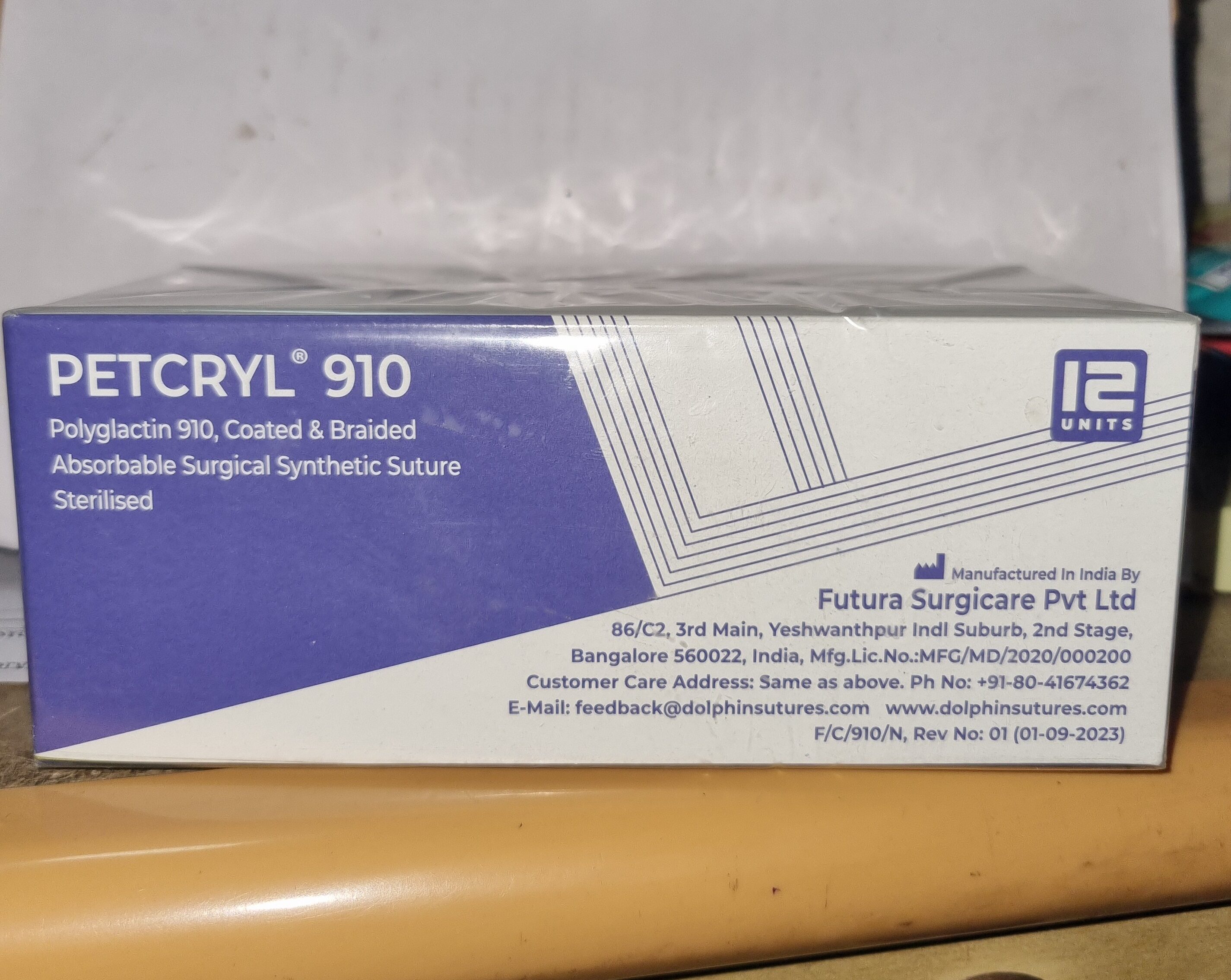 Petcryl 910 Absorbable Suture 1/0 150cm Non-Needled | High Tensile Strength Suture for Pets