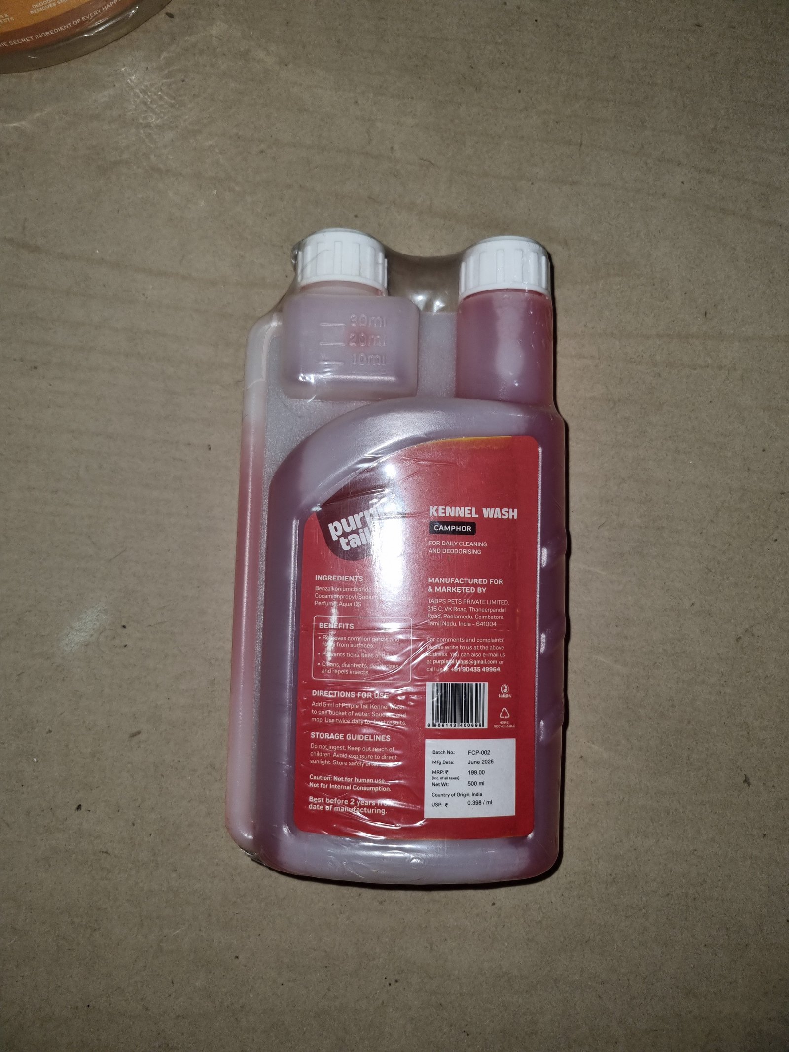 Purple Tail Kennel Wash Camphor Flavour 500 ml - Image 2