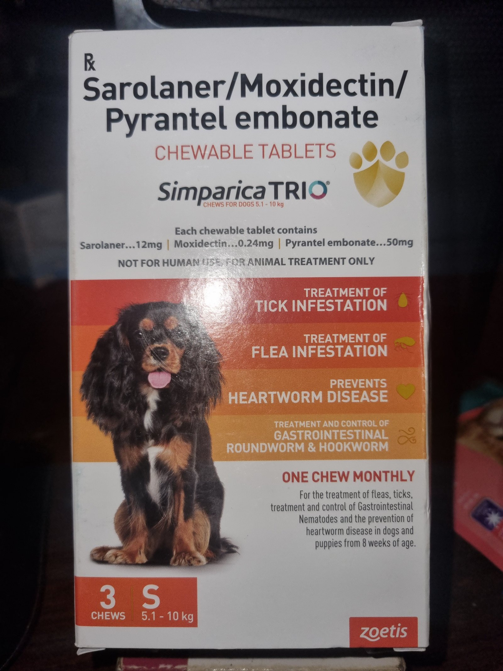 Simparica Trio Tablets Strip of 3 for 5.1 To 10 Kg Dogs